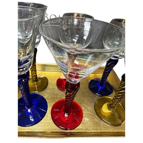 Vintage Bombay And Company Cordial Glasses – With Tray – Set Of 6 - - Picture 1 of 6